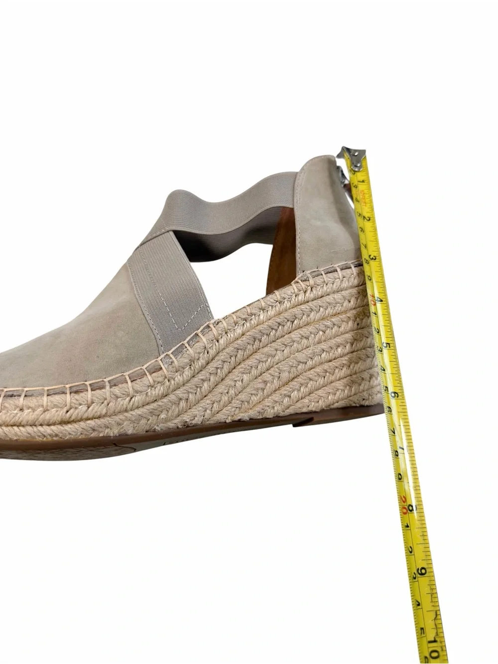 Gentle Souls Colleen Cross Elastic Espadrille Wedge Sandals Suede Taupe 9.5